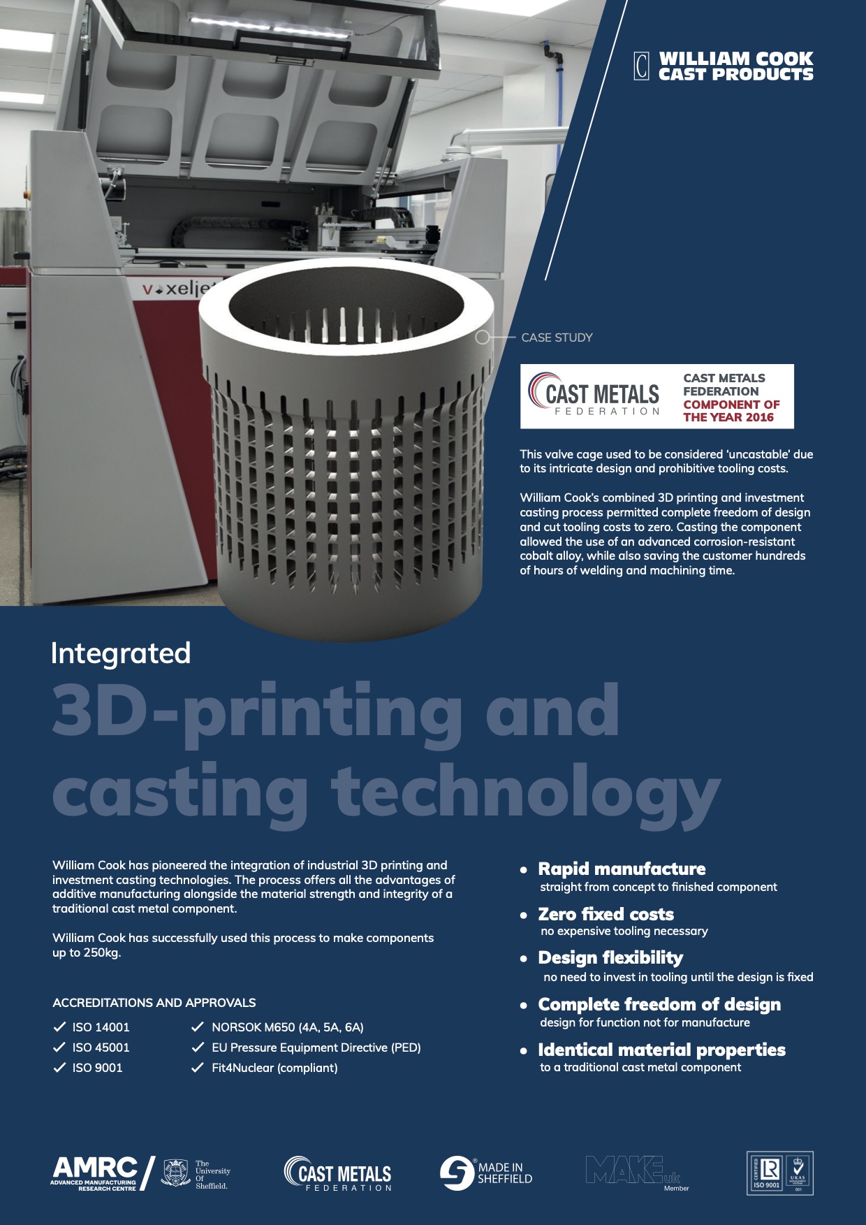 Integrated 3D printing and casting technology