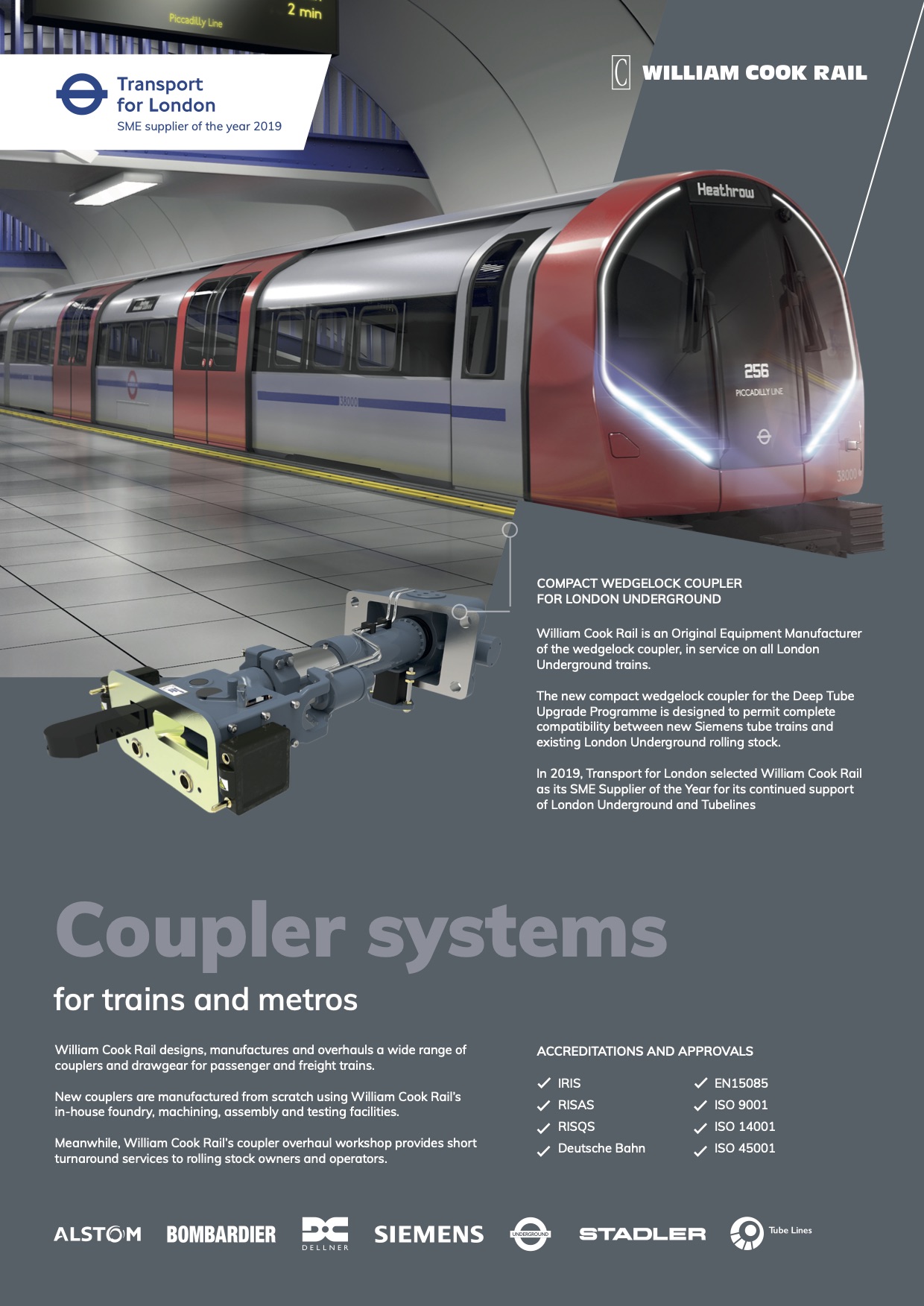 Coupler systems for trains and metros