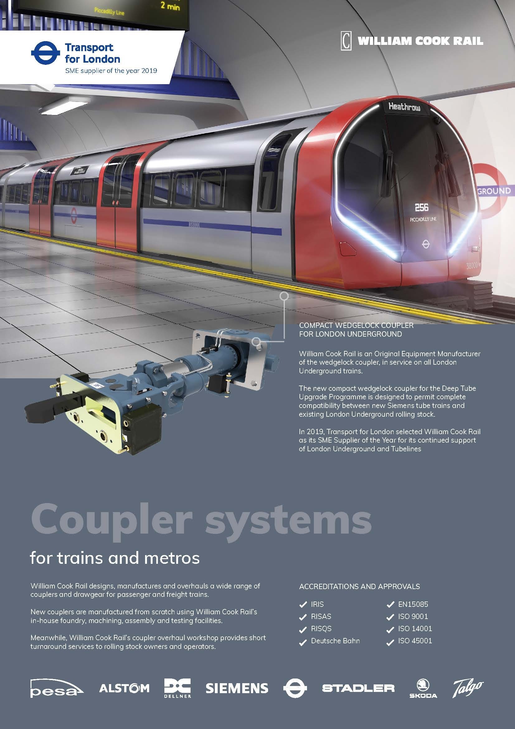 Coupler systems for trains and metros